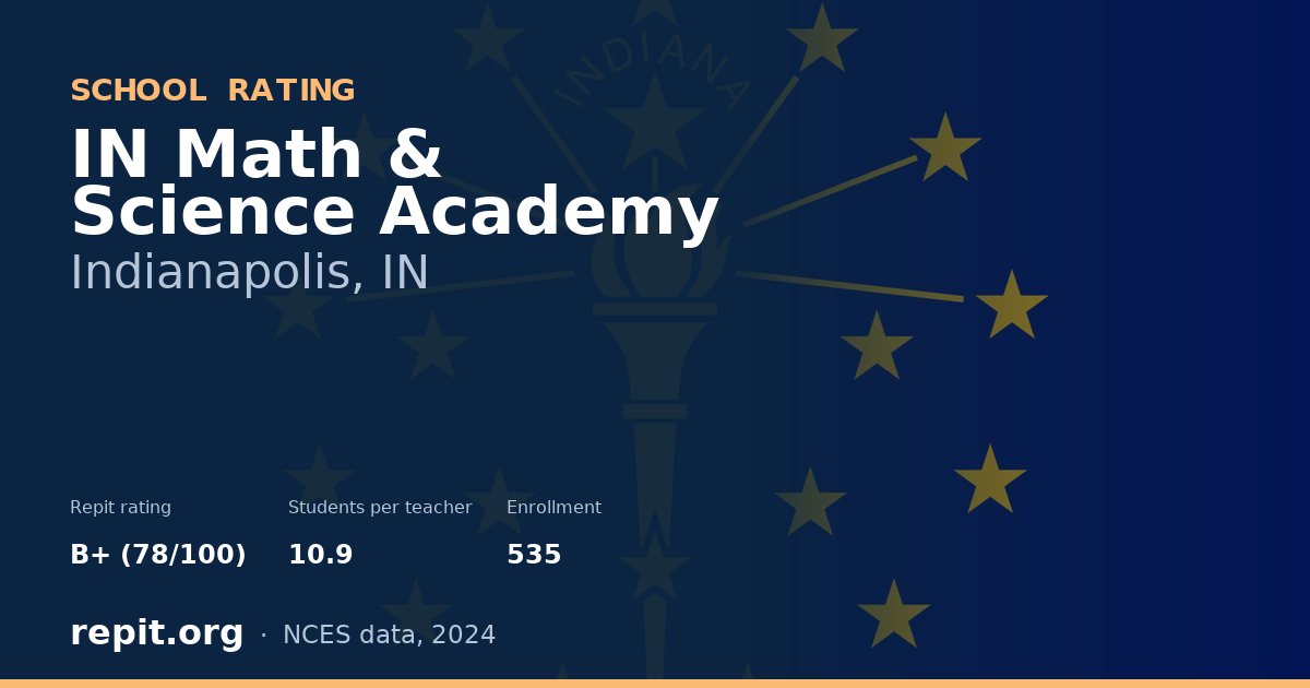IN Math & Science Academy, Indianapolis, IN — Repit school rating B+ (78/100)