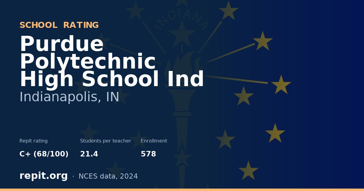 Purdue Polytechnic High School Ind, Indianapolis, IN — Repit school rating C+ (68/100)