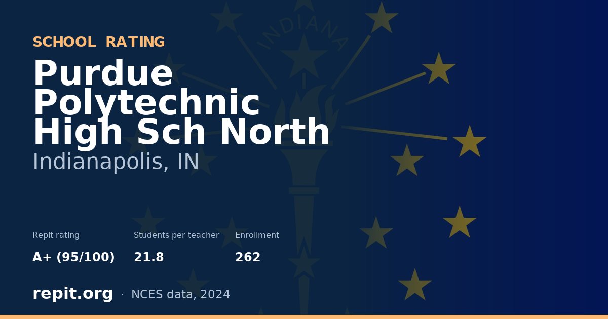 Purdue Polytechnic High Sch North, Indianapolis, IN — Repit school rating A+ (95/100)