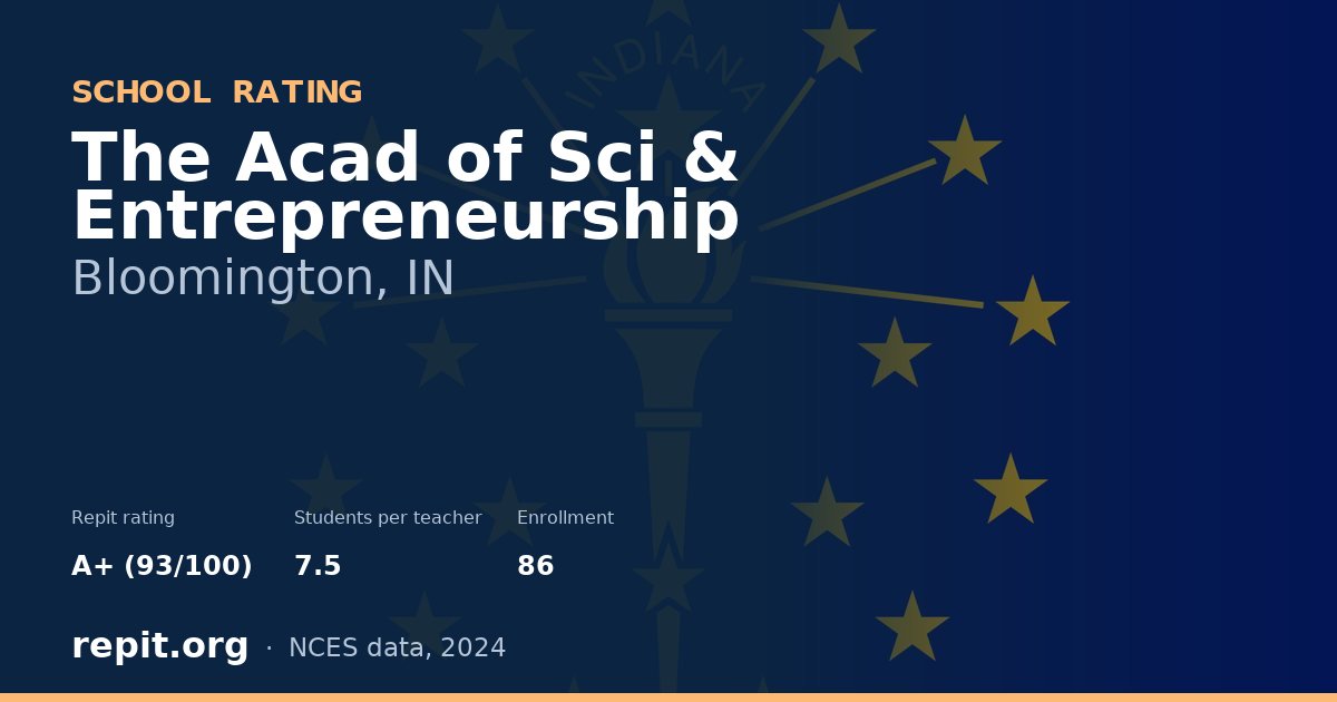 The Acad of Sci & Entrepreneurship, Bloomington, IN — Repit school rating A+ (93/100)