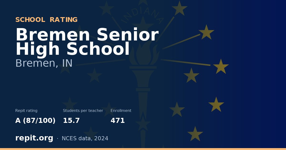 Bremen Senior High School, Bremen, IN — Repit school rating A (87/100)