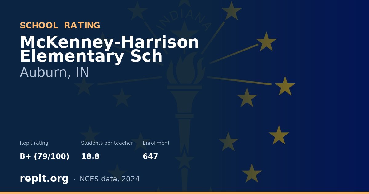 McKenney-Harrison Elementary Sch, Auburn, IN — Repit school rating B+ (79/100)