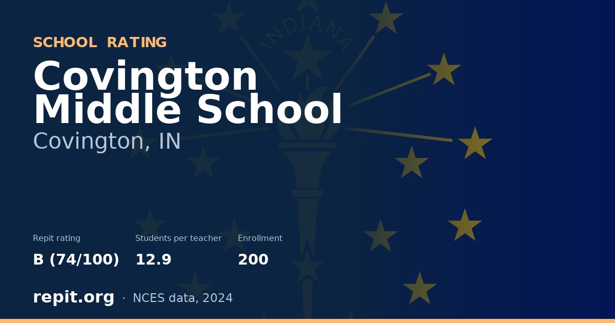 Covington Middle School, Covington, IN — Repit school rating B (74/100)