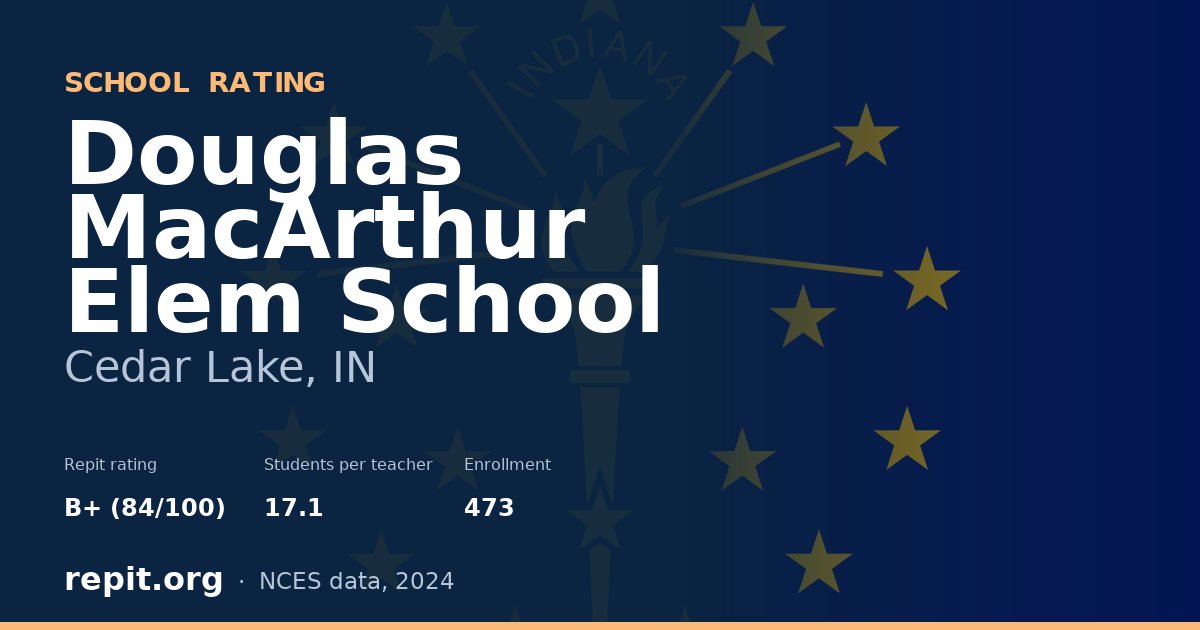Douglas MacArthur Elem School, Cedar Lake, IN — Repit school rating B+ (84/100)