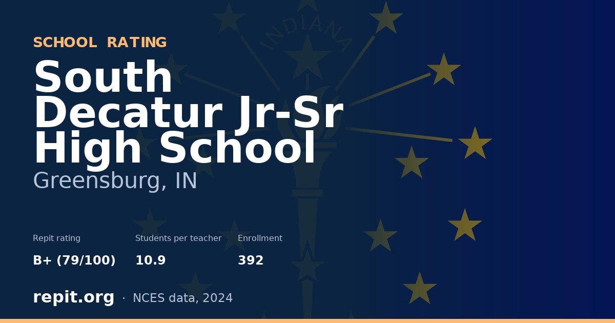 South Decatur Jr-Sr High School, Greensburg, IN — Repit school rating B+ (79/100)