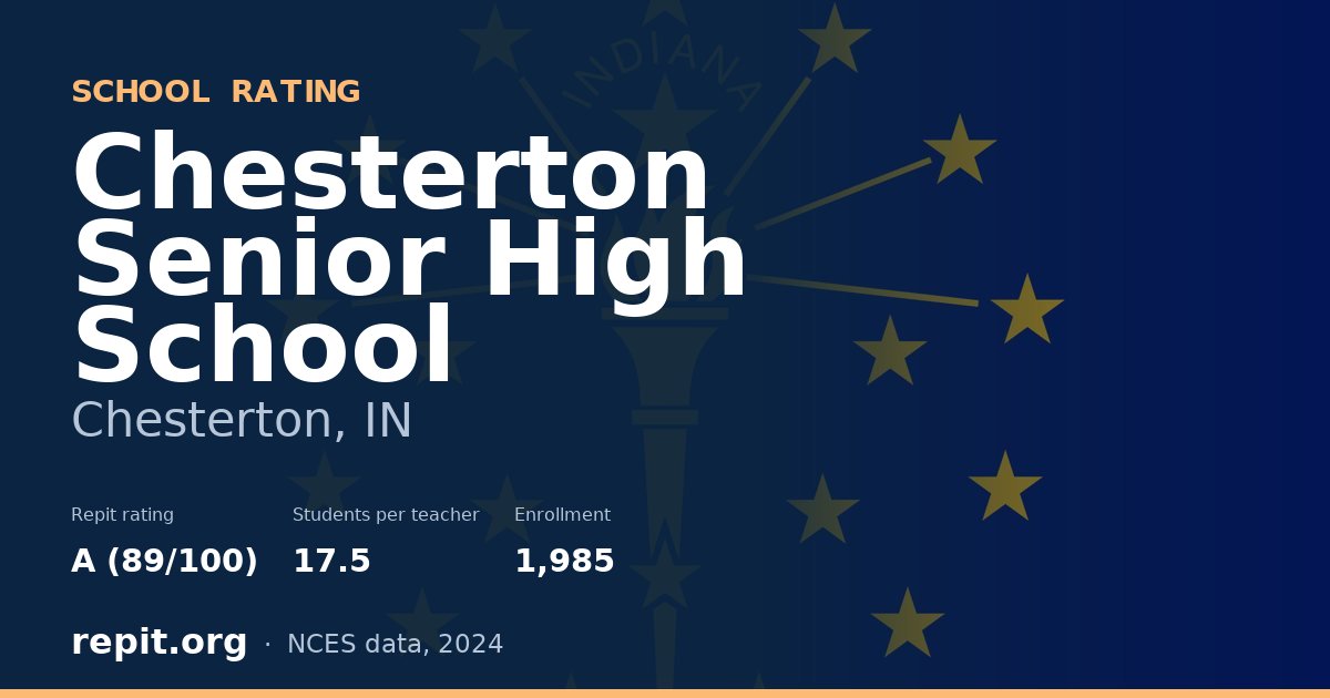 Chesterton Senior High School, Chesterton, IN — Repit school rating A (89/100)