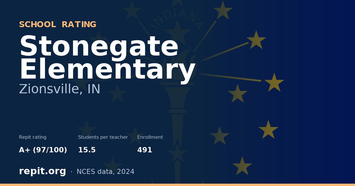 Stonegate Elementary, Zionsville, IN — Repit school rating A+ (97/100)