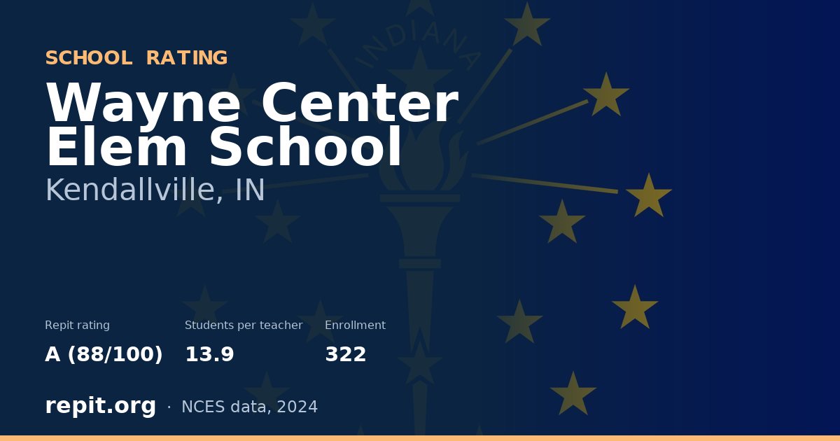 Wayne Center Elem School, Kendallville, IN — Repit school rating A (88/100)