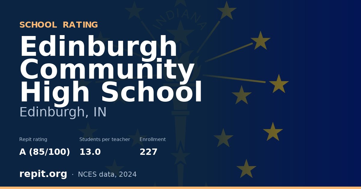 Edinburgh Community High School, Edinburgh, IN — Repit school rating A (85/100)