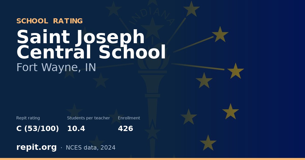 Saint Joseph Central School, Fort Wayne, IN — Repit school rating C (53/100)