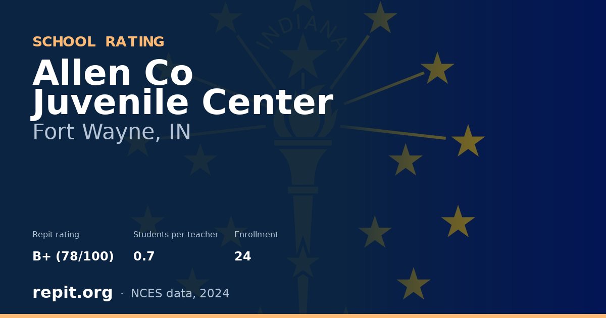 Allen Co Juvenile Center, Fort Wayne, IN — Repit school rating B+ (78/100)