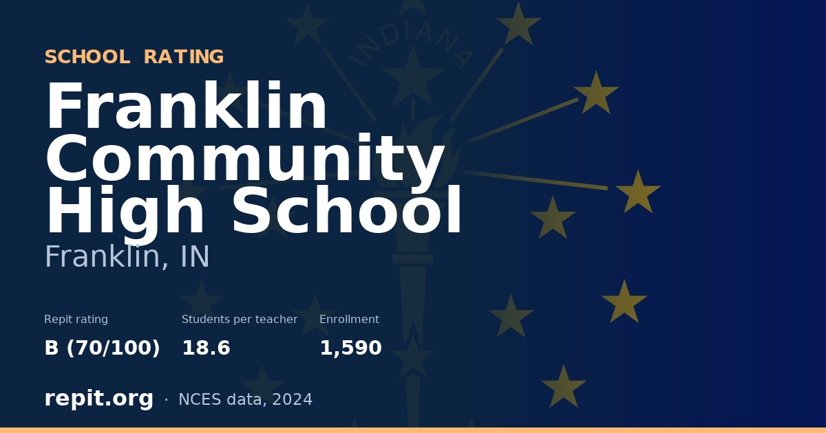 Franklin Community High School, Franklin, IN — Repit school rating B (70/100)