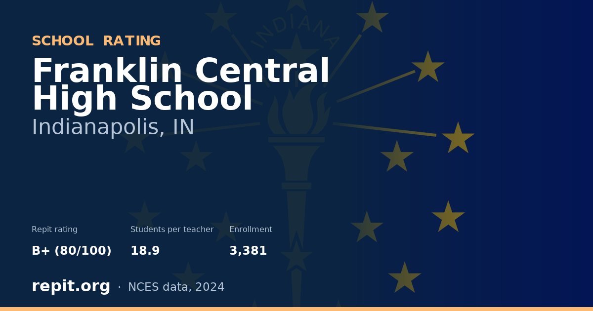Franklin Central High School, Indianapolis, IN — Repit school rating B+ (80/100)