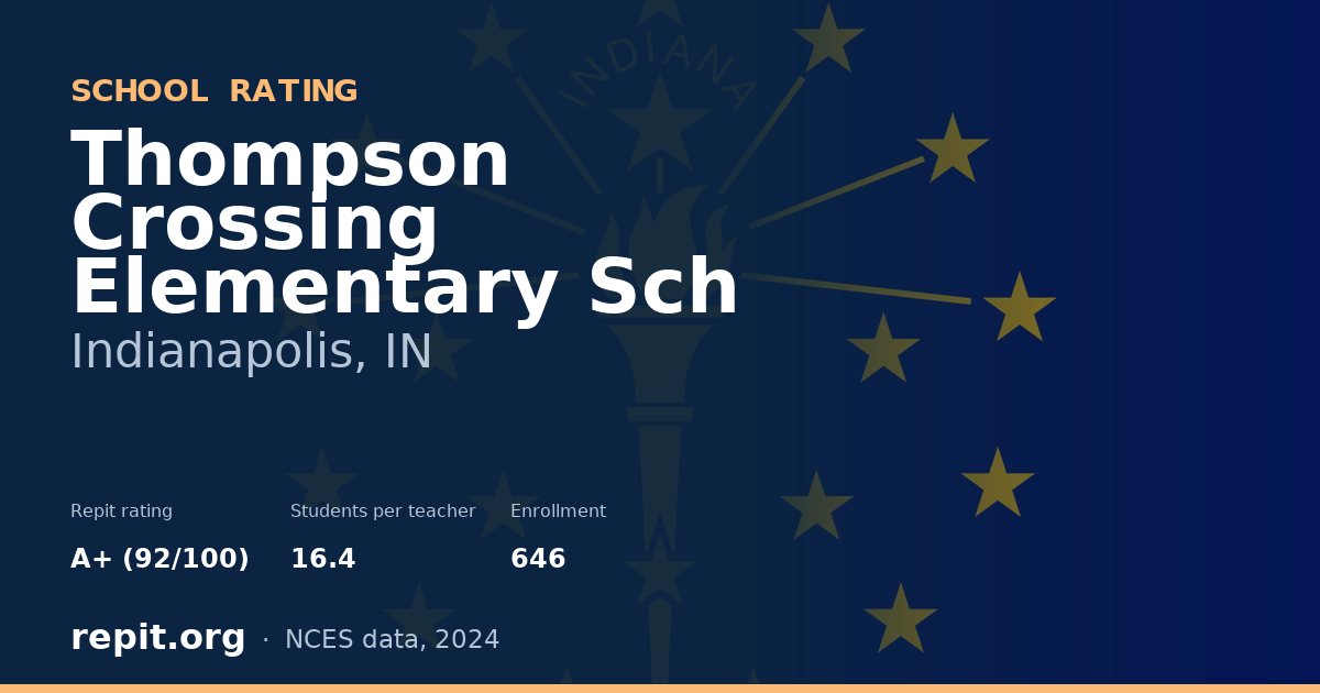 Thompson Crossing Elementary Sch, Indianapolis, IN — Repit school rating A+ (92/100)