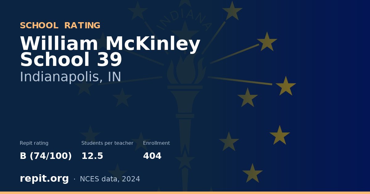 William McKinley School 39, Indianapolis, IN — Repit school rating B (74/100)
