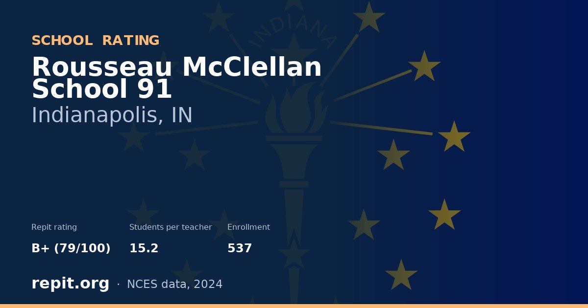 Rousseau McClellan School 91, Indianapolis, IN — Repit school rating B+ (79/100)