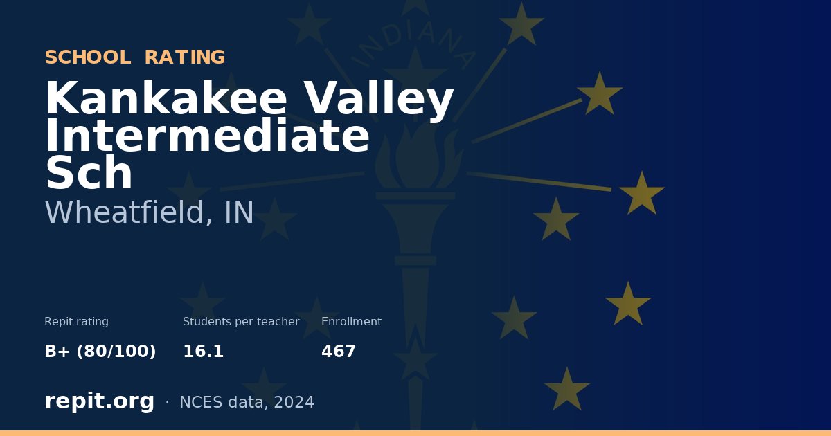 Kankakee Valley Intermediate Sch, Wheatfield, IN — Repit school rating B+ (80/100)