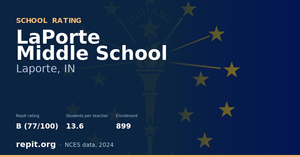 LaPorte Middle School, Laporte, IN — Repit school rating B (77/100)