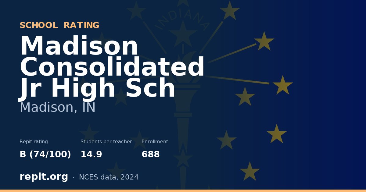 Madison Consolidated Jr High Sch, Madison, IN — Repit school rating B (74/100)