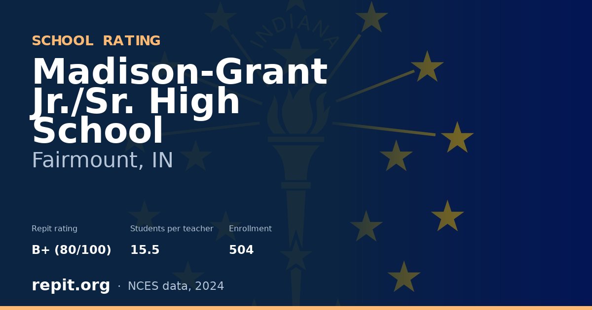 Madison-Grant Jr./Sr. High School, Fairmount, IN — Repit school rating B+ (80/100)