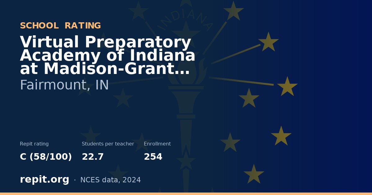 Virtual Preparatory Academy of Indiana at Madison-Grant K-5, Fairmount, IN — Repit school rating C (58/100)
