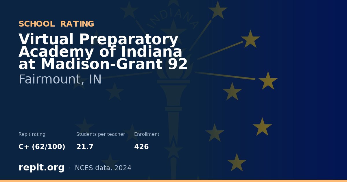Virtual Preparatory Academy of Indiana at Madison-Grant 92, Fairmount, IN — Repit school rating C+ (62/100)