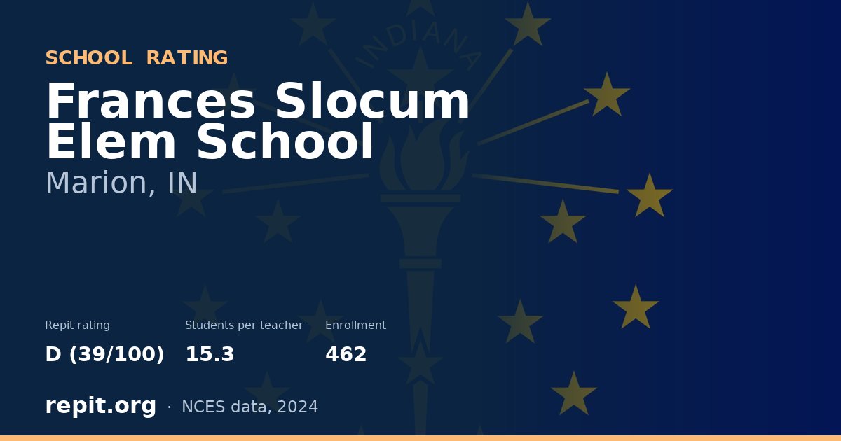 Frances Slocum Elem School, Marion, IN — Repit school rating D (39/100)
