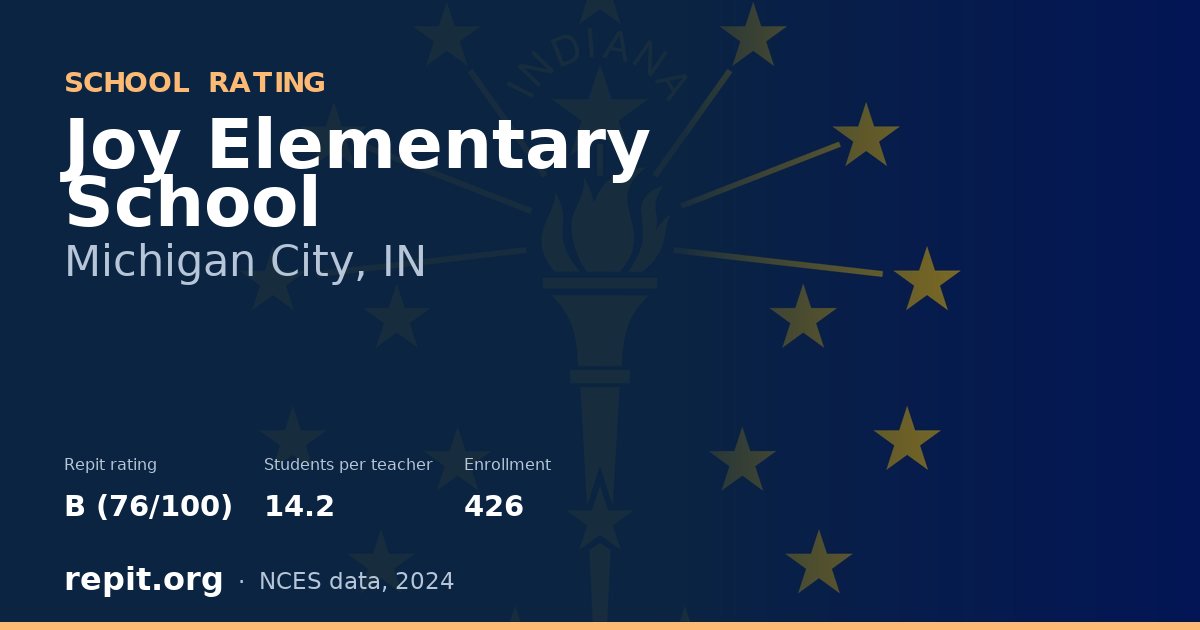Joy Elementary School, Michigan City, IN — Repit school rating B (76/100)