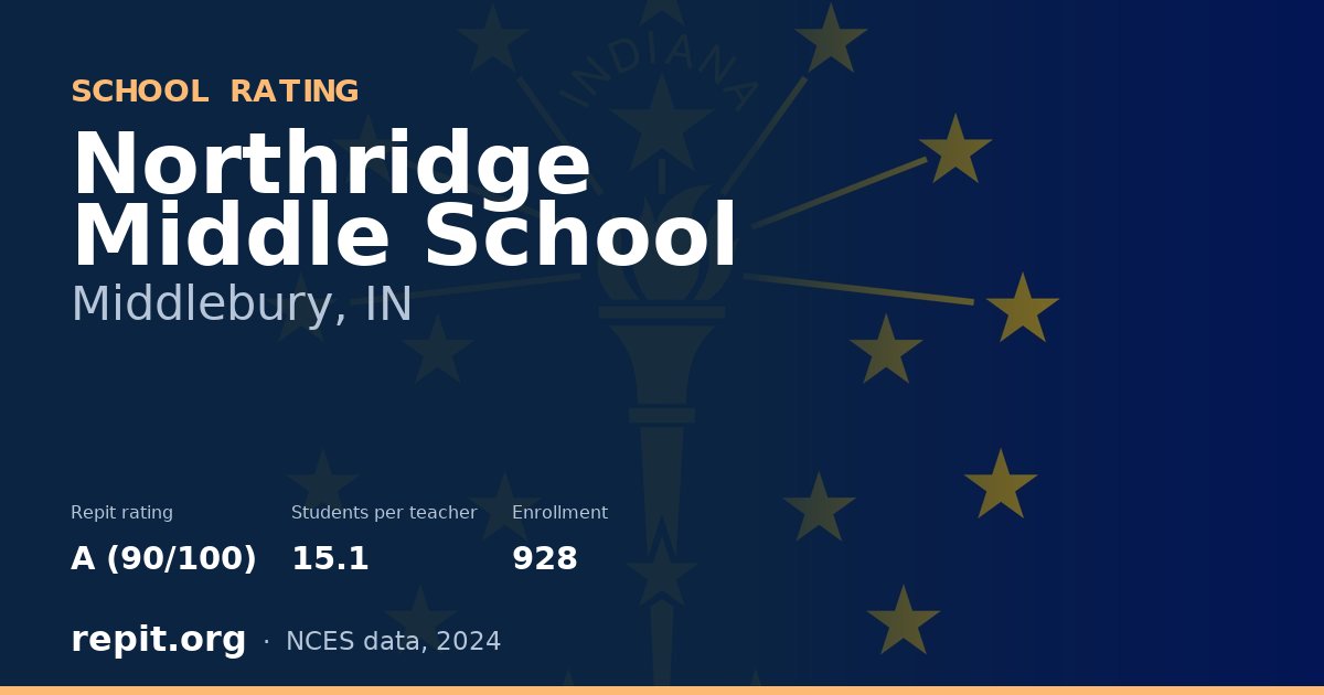 Northridge Middle School, Middlebury, IN — Repit school rating A (90/100)