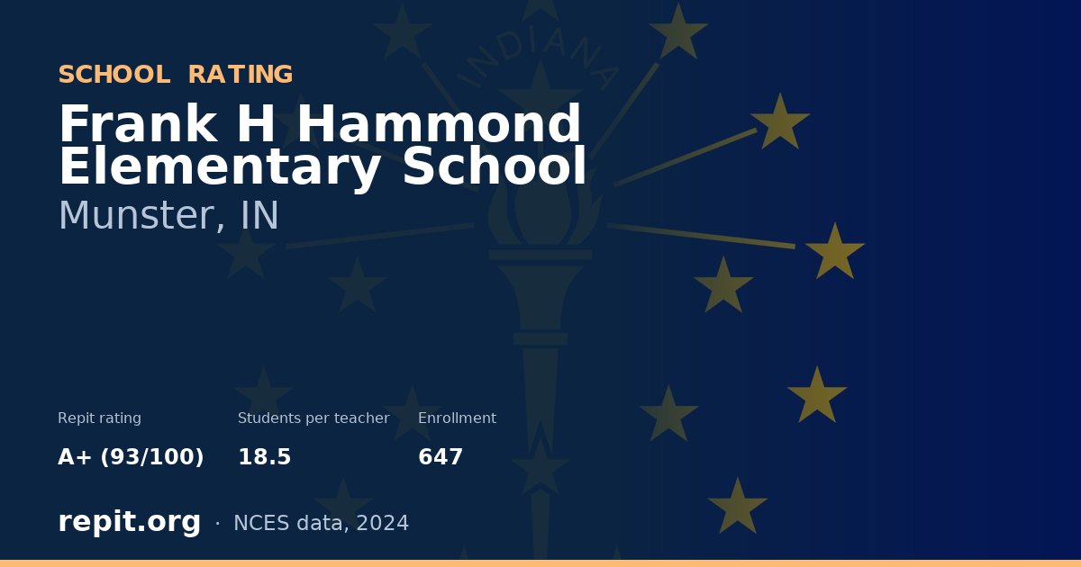Frank H Hammond Elementary School, Munster, IN — Repit school rating A+ (93/100)