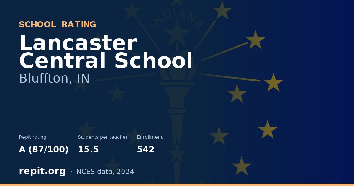 Lancaster Central School, Bluffton, IN — Repit school rating A (87/100)