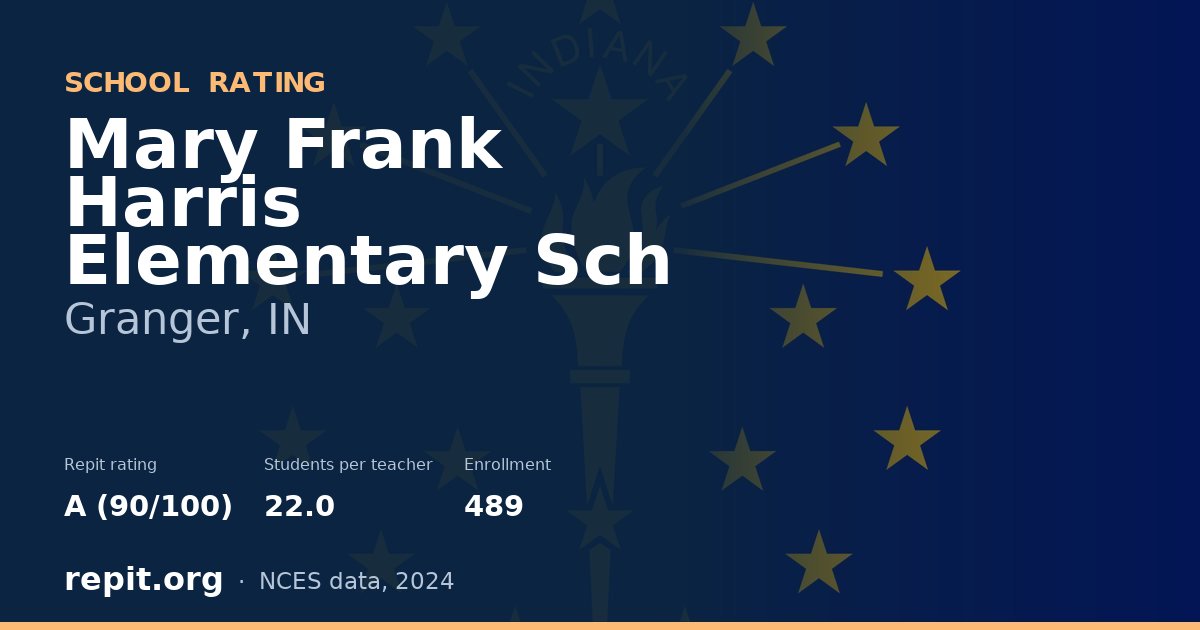 Mary Frank Harris Elementary Sch, Granger, IN — Repit school rating A (90/100)