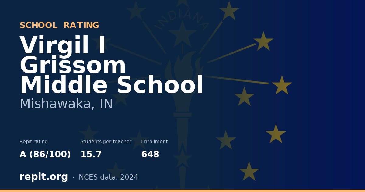 Virgil I Grissom Middle School, Mishawaka, IN — Repit school rating A (86/100)