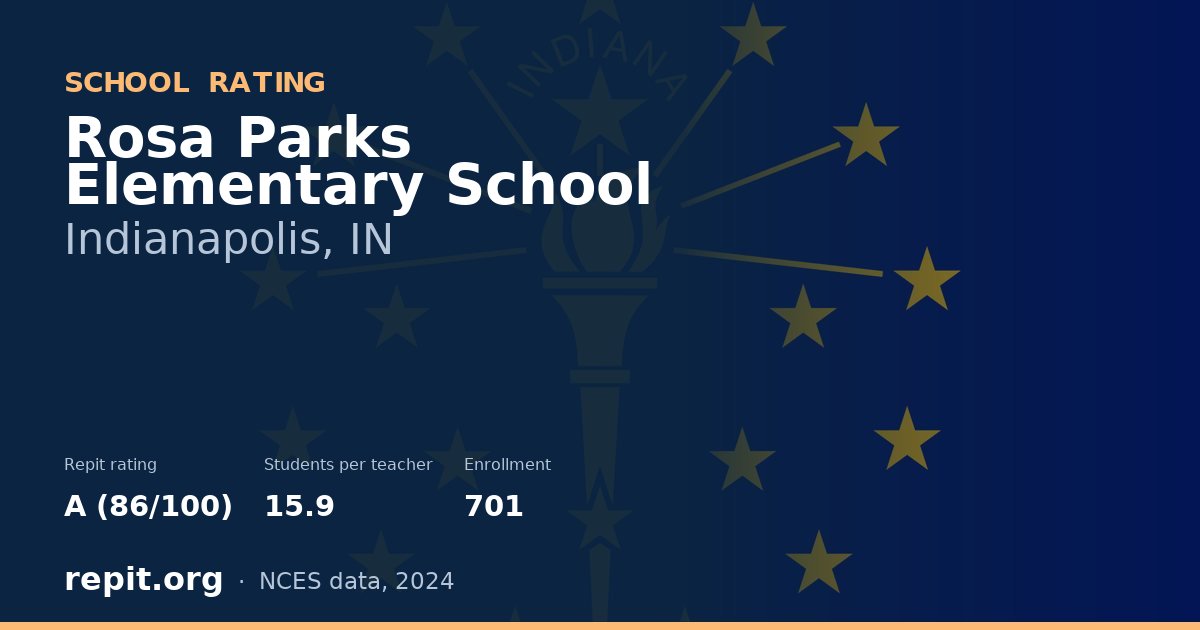 Rosa Parks Elementary School, Indianapolis, IN — Repit school rating A (86/100)
