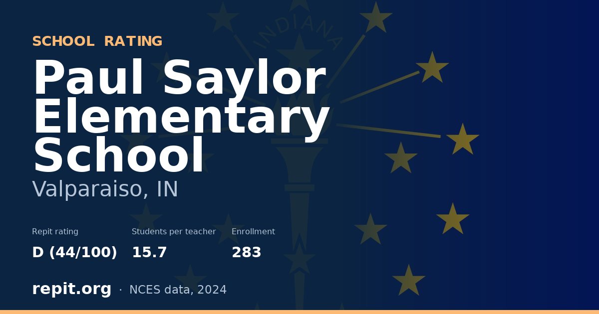 Paul Saylor Elementary School, Valparaiso, IN — Repit school rating D (44/100)