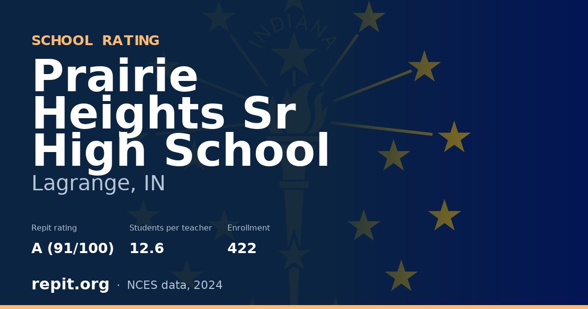 Prairie Heights Sr High School, Lagrange, IN — Repit school rating A (91/100)