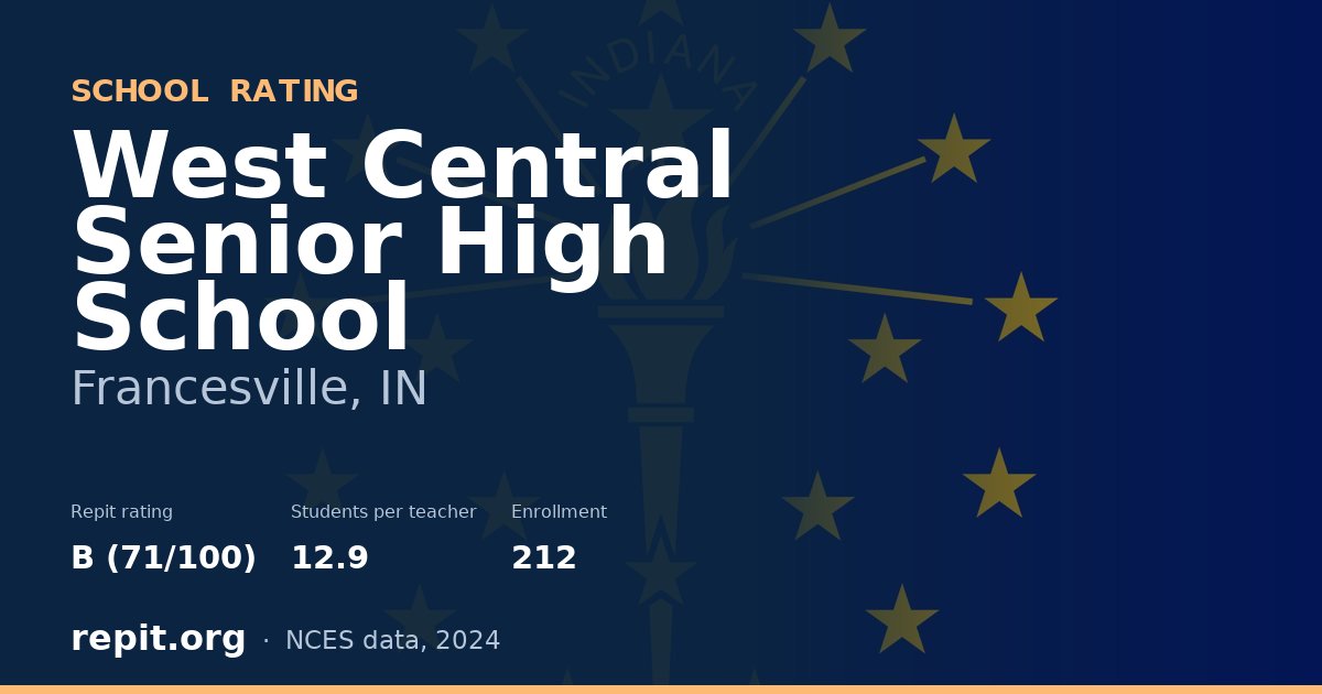West Central Senior High School, Francesville, IN — Repit school rating B (71/100)
