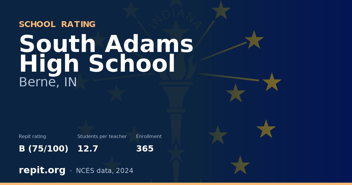 South Adams High School, Berne, IN — Repit school rating B (75/100)