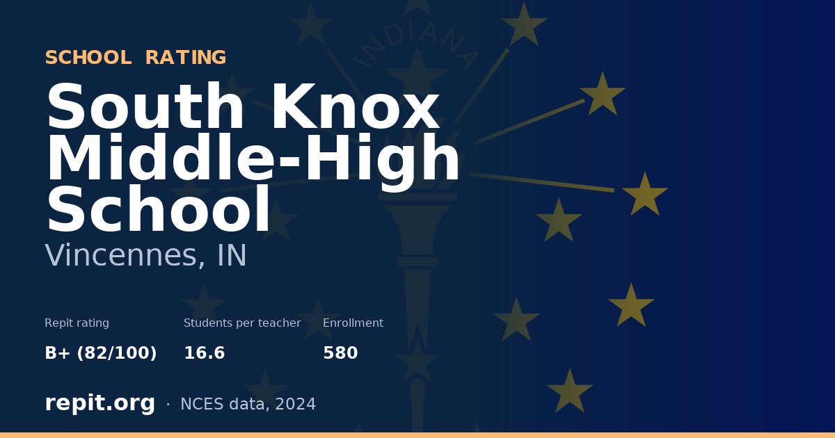 South Knox Middle-High School, Vincennes, IN — Repit school rating B+ (82/100)