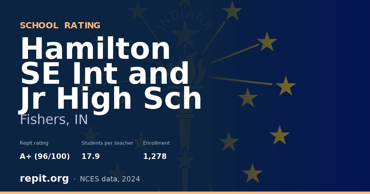 Hamilton SE Int and Jr High Sch, Fishers, IN — Repit school rating A+ (96/100)