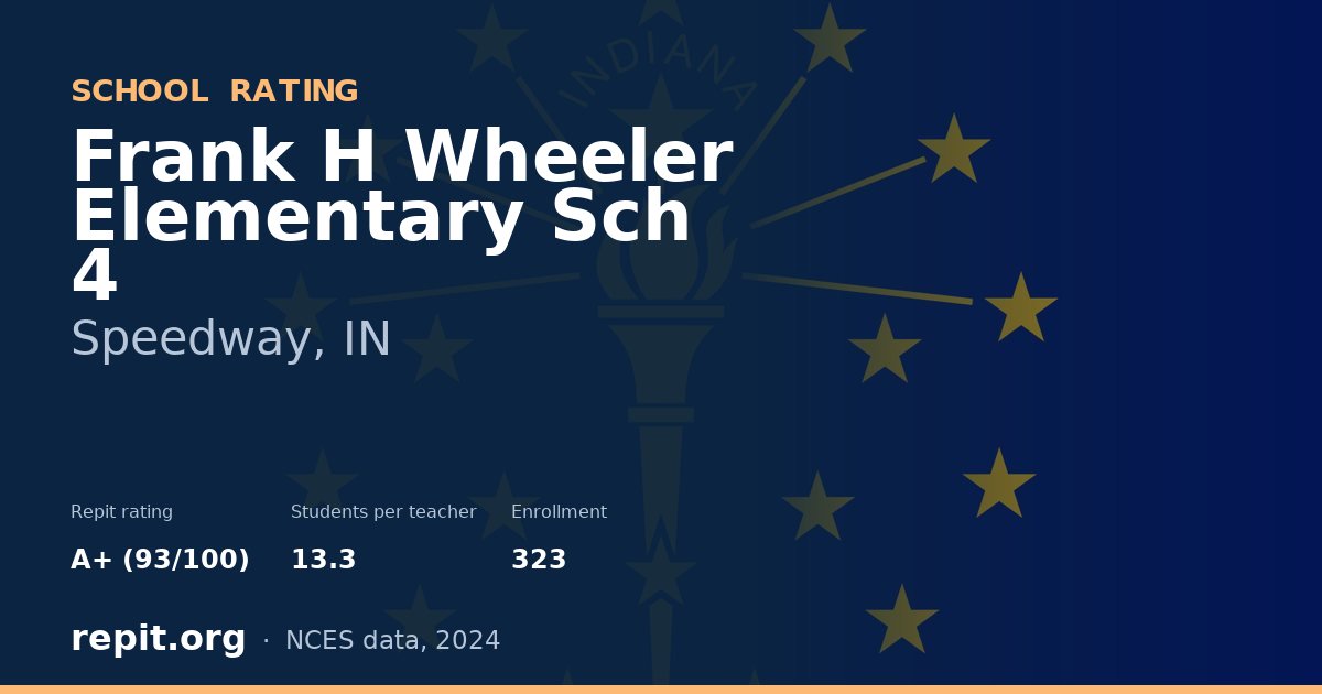 Frank H Wheeler Elementary Sch 4, Speedway, IN — Repit school rating A+ (93/100)