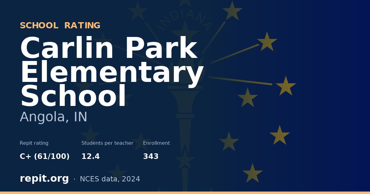 Carlin Park Elementary School, Angola, IN — Repit school rating C+ (61/100)