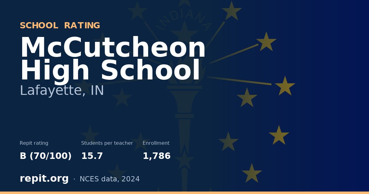 McCutcheon High School, Lafayette, IN — Repit school rating B (70/100)