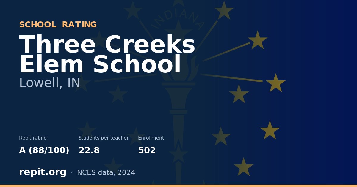 Three Creeks Elem School, Lowell, IN — Repit school rating A (88/100)