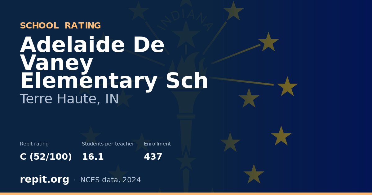 Adelaide De Vaney Elementary Sch, Terre Haute, IN — Repit school rating C (52/100)