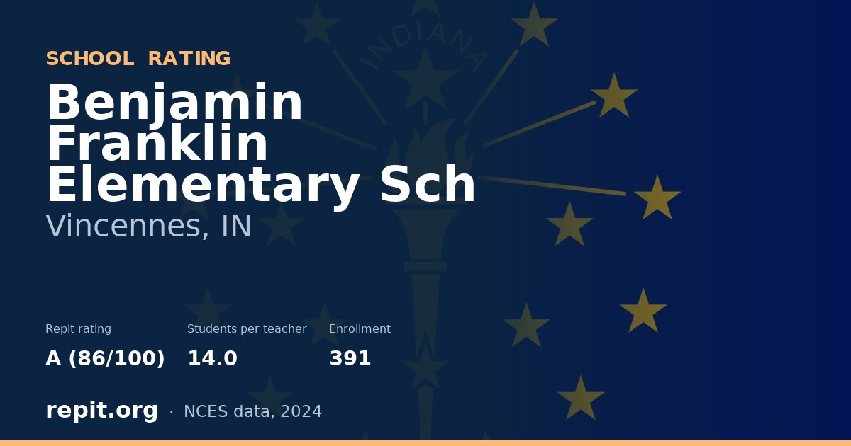 Benjamin Franklin Elementary Sch, Vincennes, IN — Repit school rating A (86/100)