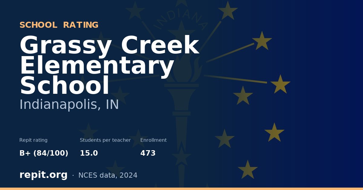 Grassy Creek Elementary School, Indianapolis, IN — Repit school rating B+ (84/100)