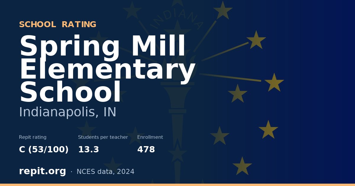 Spring Mill Elementary School, Indianapolis, IN — Repit school rating C (53/100)
