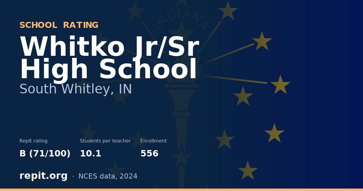 Whitko Jr/Sr High School, South Whitley, IN — Repit school rating B (71/100)