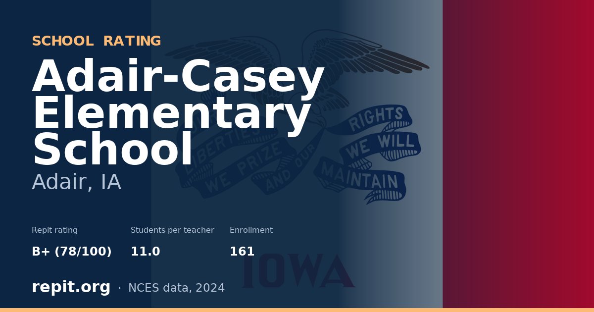 Adair-Casey Elementary School, Adair, IA — Repit school rating B+ (78/100)